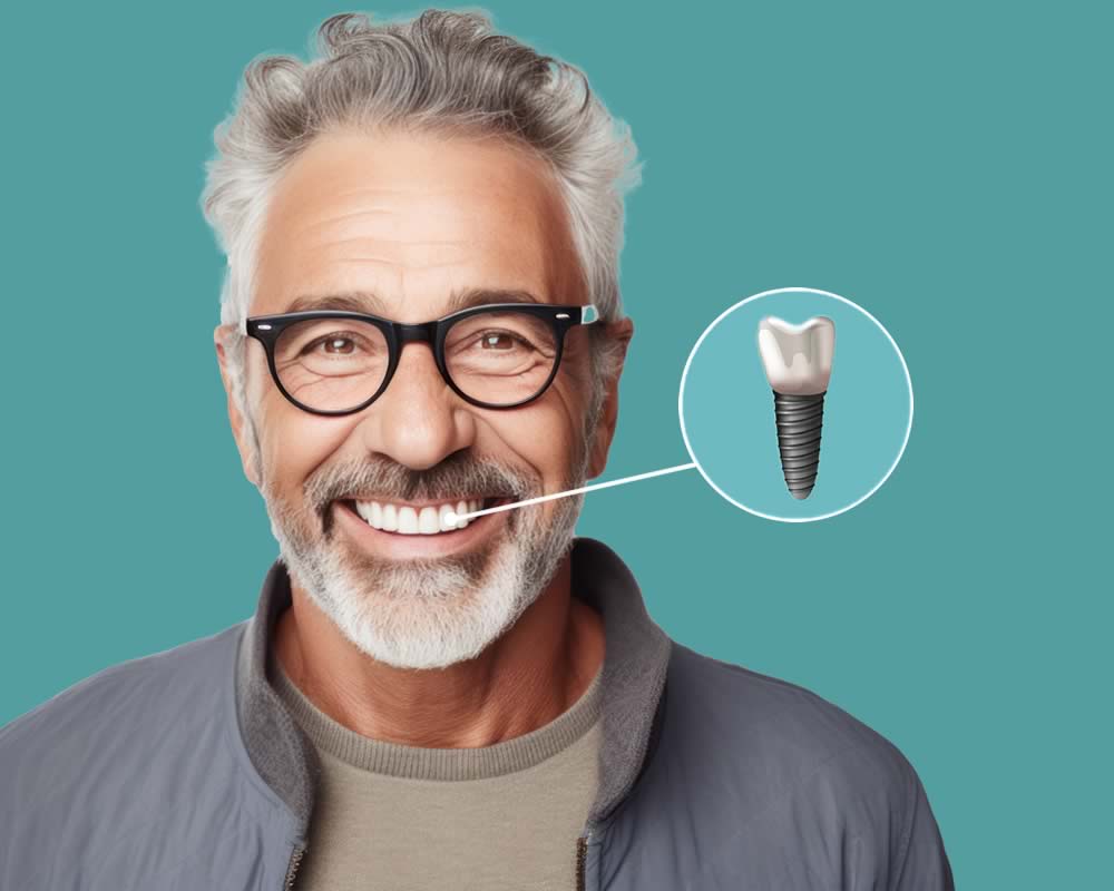 Man with dental implant